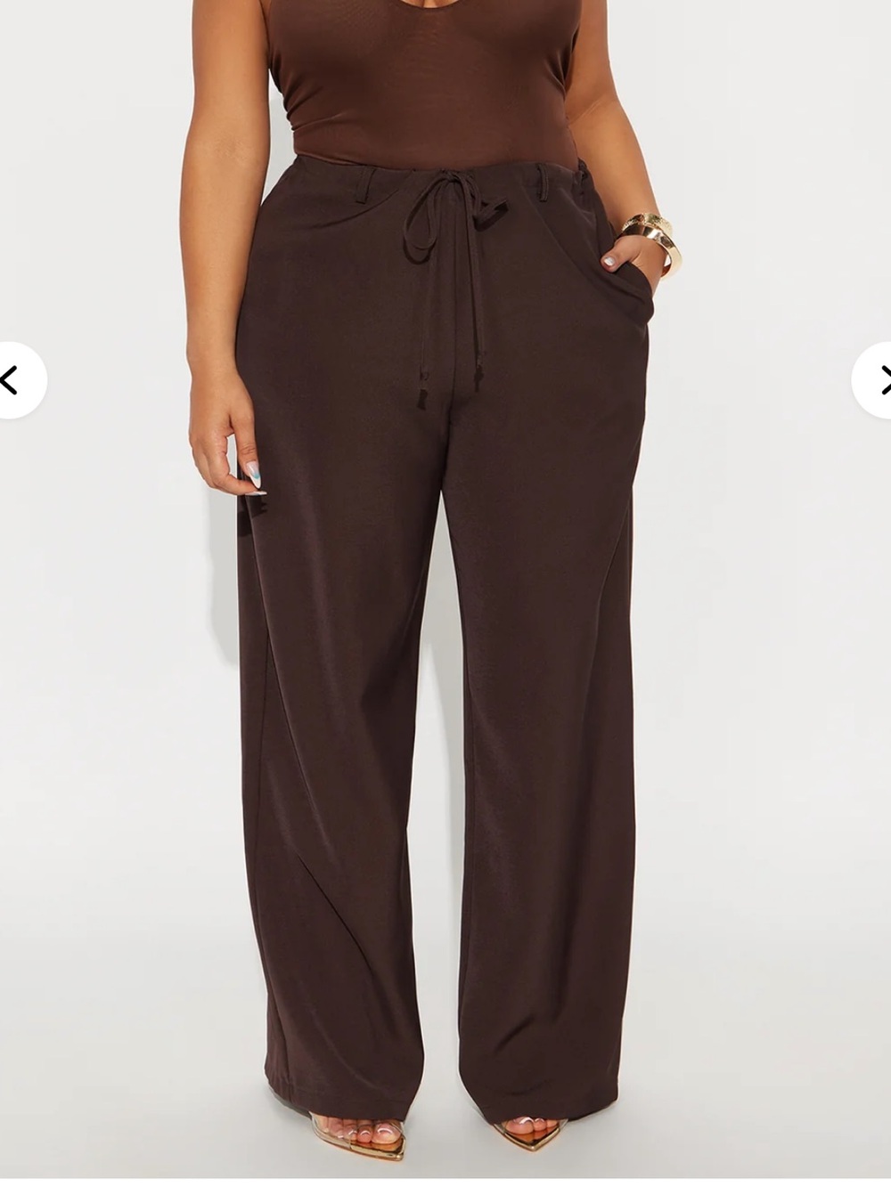 Wide Leg Twill Trouser - Chocolate 2XL
